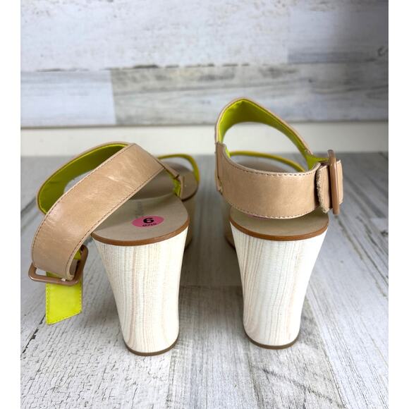 BCBG Generation Womens 9 Kammie Multicolor Leather Platform Wood Strappy Sandals - Picture 5 of 7